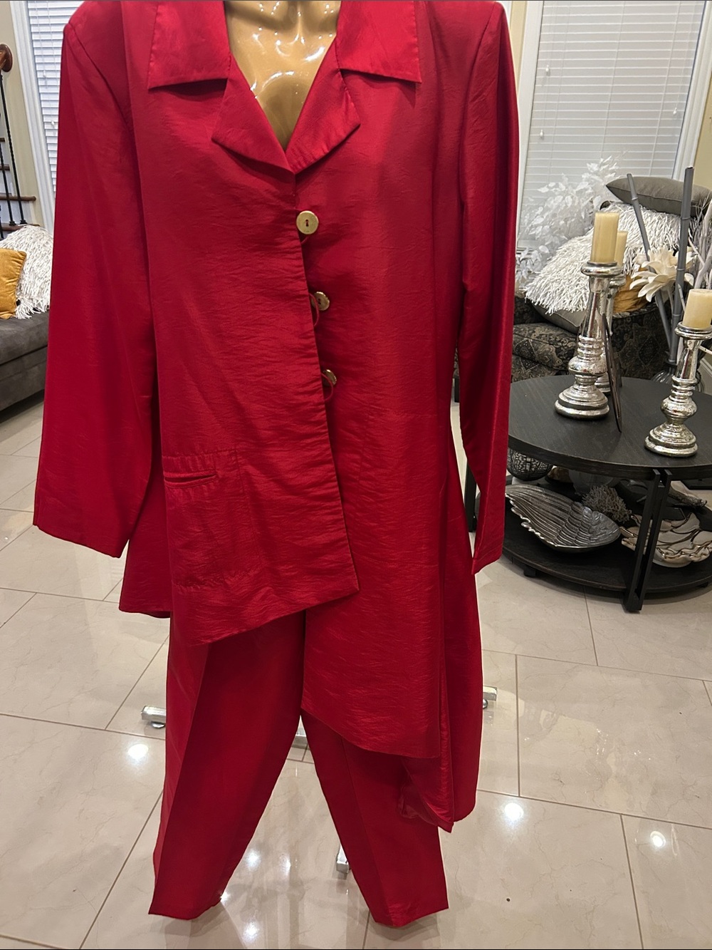 Red Women's Pant Suit - Classic Tailored Jacket & Pants